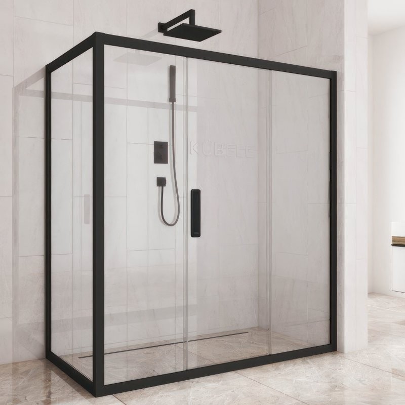 Душевой уголок Kubele DE019 R3-CLN-BLMT 140х100 см, профиль матовый черный