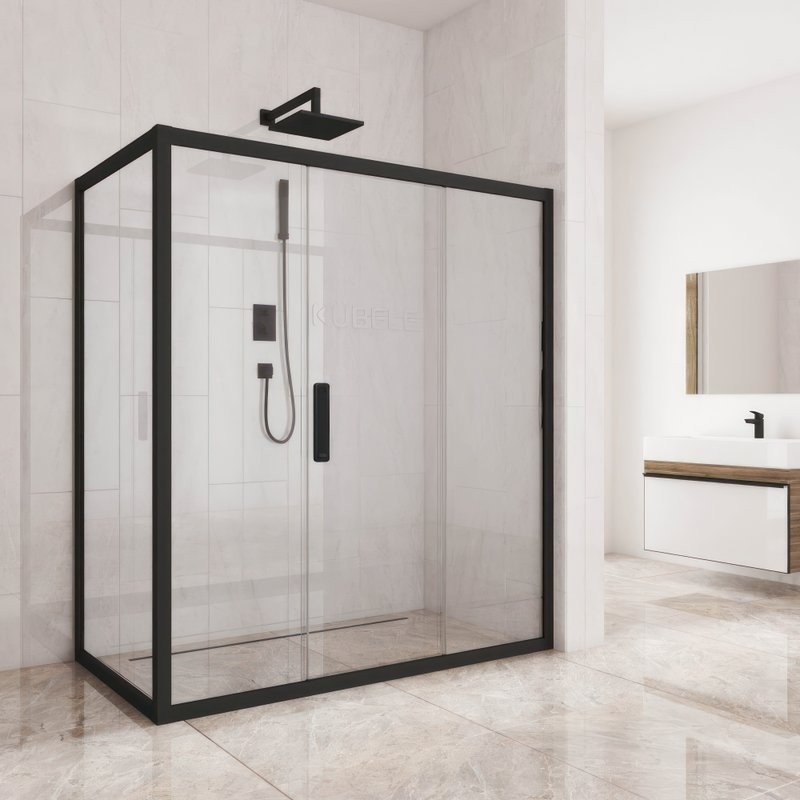 Душевой уголок Kubele DE019 R3-CLN-BLMT 140х100 см, профиль матовый черный