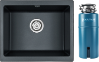 Комплект Мойка Paulmark Gera 60 PM205546-BLM черный металлик + Измельчитель Intenso