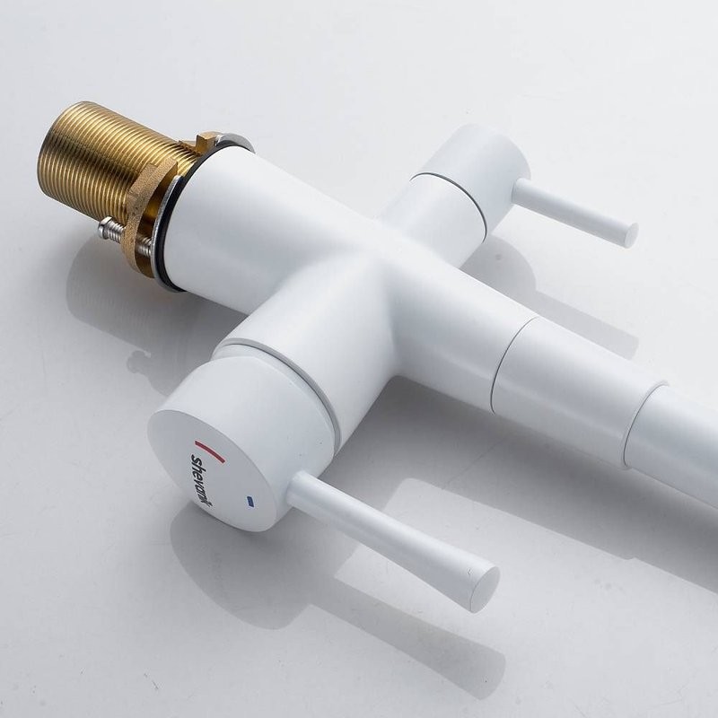 Смеситель для кухни с подключением фильтра Shevanik S528C, белый