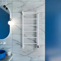 Полотенцесушитель электрический Grota App 430х1000 RAL9016 EL 100x45 см, подключение справа, слева, скрытое подключение справа, матовый белый, лесенка, из стали, с полкой