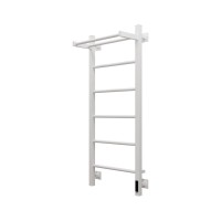 Полотенцесушитель электрический Grota App 430х1000 RAL9016 EL 100x45 см, подключение справа, слева, скрытое подключение справа, матовый белый, лесенка, из стали, с полкой