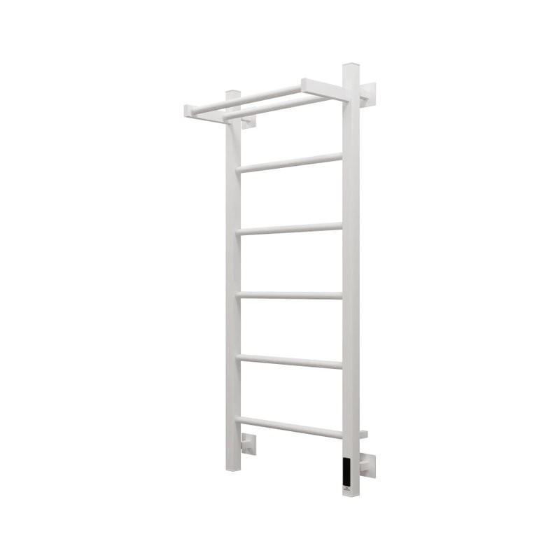 Полотенцесушитель электрический Grota App 430х1000 RAL9016 EL 100x45 см, подключение справа, слева, скрытое подключение справа, матовый белый, лесенка, из стали, с полкой