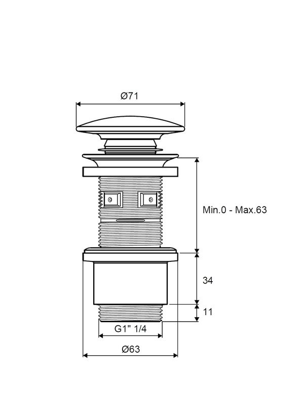 Донный клапан для раковины WHITECROSS A707 A707BLC универсальный, матовый черный