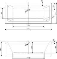 Акриловая ванна Cezares Plane Mini 160x70 см, пристенная, белая, на ножках