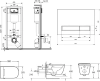Комплект Lavinia Boho Унитаз подвесной Smart V-Clean 3359101R безободковый, с микролифтом + Инсталляция RelFix 38010010 + Кнопка RelFix 380501MC матовый хром + Дозатор RelFix 38040010