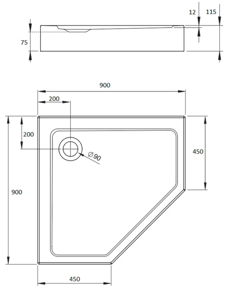Поддон для душа Radaway Doros PT Compact 90x90