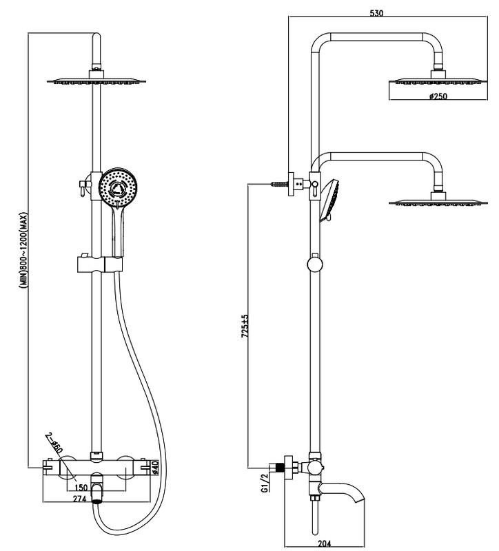Душевая стойка SantiLine SL-9009 хром