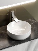 Тумба с раковиной Sancos Snob T 80 см, bianco, столешница черный мрамор, раковина CN6005