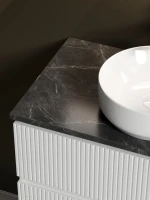 Тумба с раковиной Sancos Snob T 80 см, bianco, столешница черный мрамор, раковина CN6005