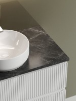 Тумба с раковиной Sancos Snob T 80 см, bianco, столешница черный мрамор, раковина CN6005
