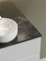 Тумба с раковиной Sancos Snob T 80 см, bianco, столешница черный мрамор, раковина CN6005