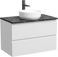 Тумба с раковиной Sancos Snob T 80 см, bianco, столешница черный мрамор, раковина CN6005