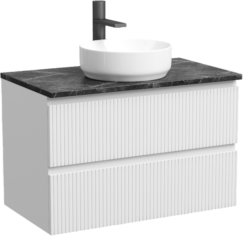Тумба с раковиной Sancos Snob T 80 см, bianco, столешница черный мрамор, раковина CN6005