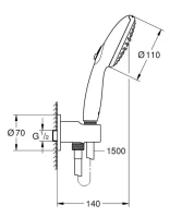 Душевой набор GROHE Tempesta 110 2jet, матовый черный (264062433) Душевой набор GROHE Tempesta 110 2jet, матовый черный (264062433)