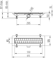 Душевой трап (лоток) MCH Chudej Medium CH550MC 55 см, решетка матовая черная, с сифоном