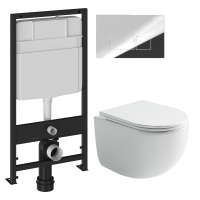 Комплект Унитаз подвесной Ceramicanova UP Rimless CN4007 белый + Инсталляция EWRIKA ProLT 0026-2020 + Кнопка 0041 хром