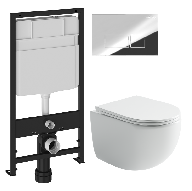 Комплект Унитаз подвесной Ceramicanova UP Rimless CN4007 белый + Инсталляция EWRIKA ProLT 0026-2020 + Кнопка 0041 хром