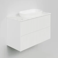 Тумба с раковиной La Fenice Terra Twin 100 подвесная, bianca, столешница белый мрамор, раковина белая матовая
