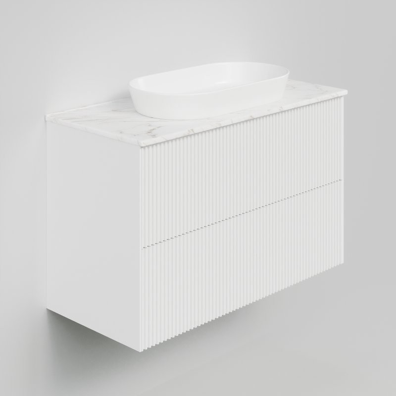 Тумба с раковиной La Fenice Terra Twin 100 подвесная, bianca, столешница белый мрамор, раковина белая матовая