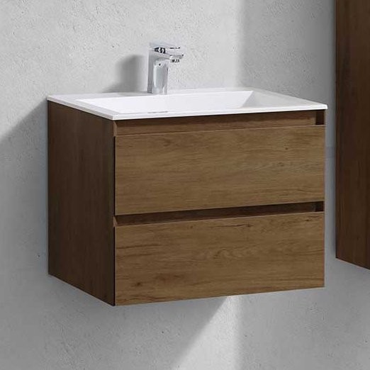 Тумба под раковину Vincea Luka 60 подвесная, 2 ящика, дуб табак