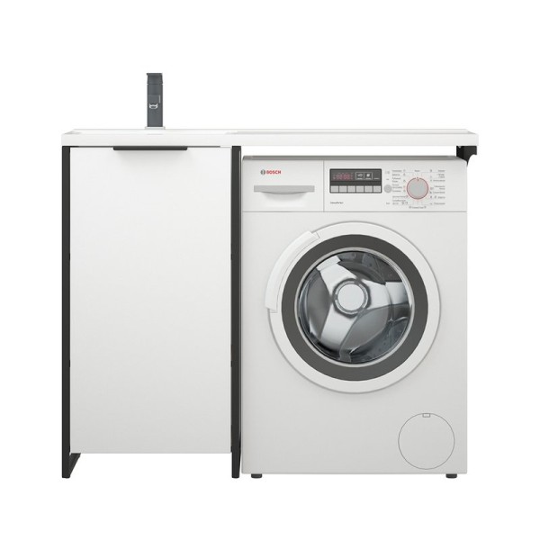 Тумба с раковиной Corozo Гера 110 D L напольная, белая, под стиральную машину