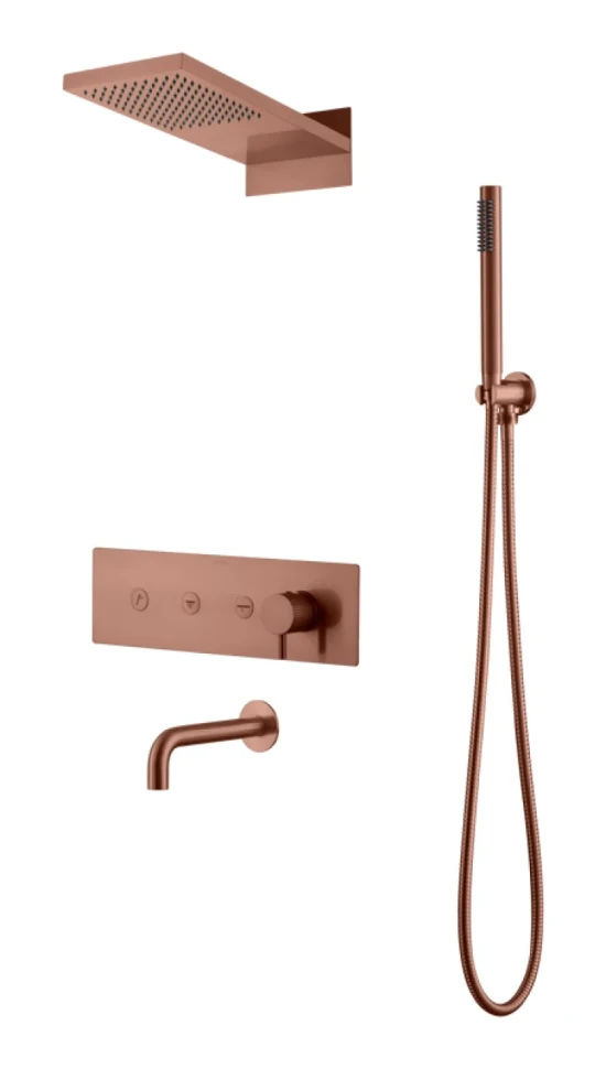 Душевой комплект Boheme Fusion 130-2-CB С ВНУТРЕННЕЙ ЧАСТЬЮ, copper brushed