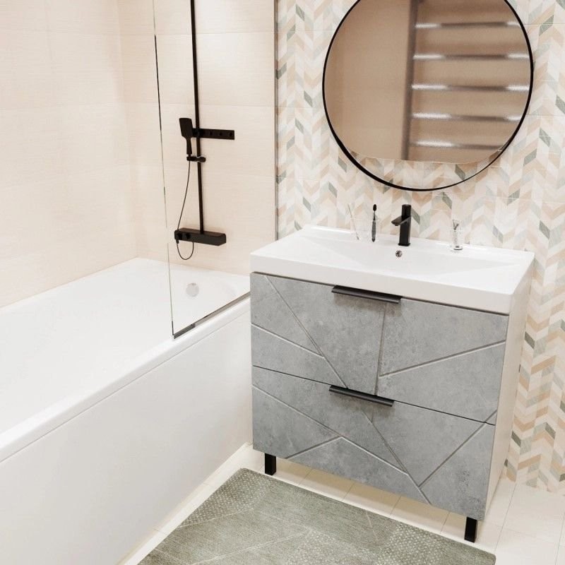 Тумба д/ванной "Гранд-70" Бетон под раковину Марго-70 (MIXLINE) (ПВХ) НОВИНКА