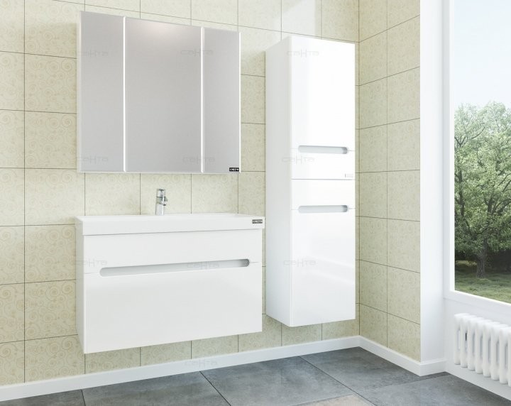 Шкаф пенал для ванной СаНта Лондон 40 подвесной