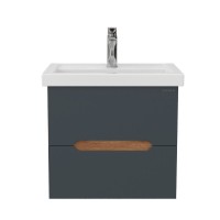 Тумба с раковиной Onika Айленд 60 подвесная, графит, дуб крафт золотой