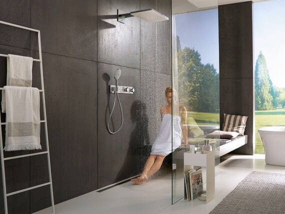 Термостатический смеситель встраиваемый Hansgrohe RainSelect 15357400 С ВНУТРЕННЕЙ ЧАСТЬЮ, белый, хром