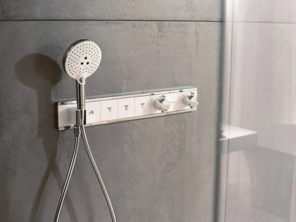 Термостатический смеситель встраиваемый Hansgrohe RainSelect 15357400 С ВНУТРЕННЕЙ ЧАСТЬЮ, белый, хром