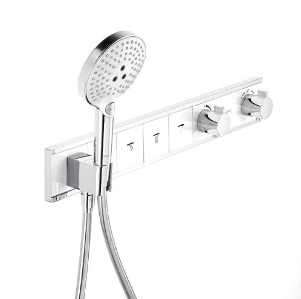 Термостатический смеситель встраиваемый Hansgrohe RainSelect 15357400 С ВНУТРЕННЕЙ ЧАСТЬЮ, белый, хром