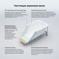 Акриловая ванна Lavinia Boho One 140x70 см, встраиваемая, белая, с каркасом, с подголовником