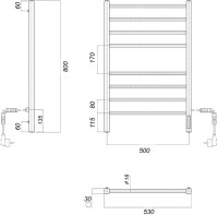 Полотенцесушитель электрический Domoterm Куба DMT П8 50x80, черный, R