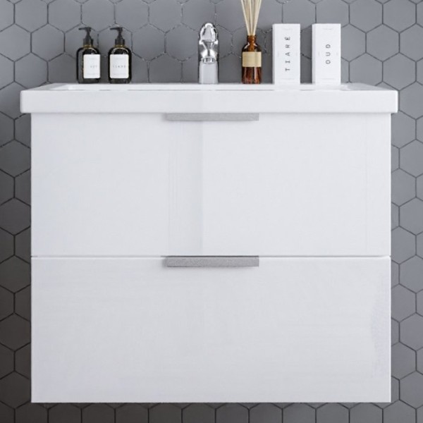 Тумба с раковиной Бриклаер Хелена 80 белый глянец