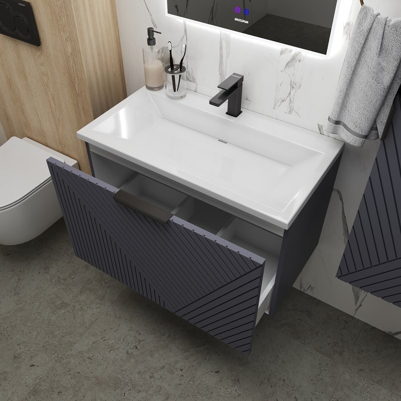 Тумба с раковиной Grossman Блисс 100 матовый графит