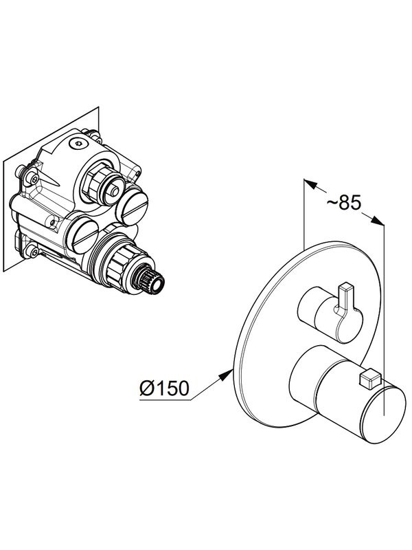 Термостатический смеситель встраиваемый Kludi Nova Fonte 20810N015 С ВНУТРЕННЕЙ ЧАСТЬЮ 88022, брашированное золото PVD