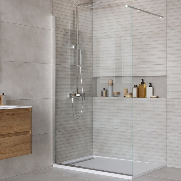 Душевая перегородка BelBagno Kraft 120 см, профиль хром, стекло прозрачное