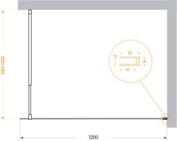 Душевая перегородка BelBagno Kraft 120 см, профиль хром, стекло прозрачное