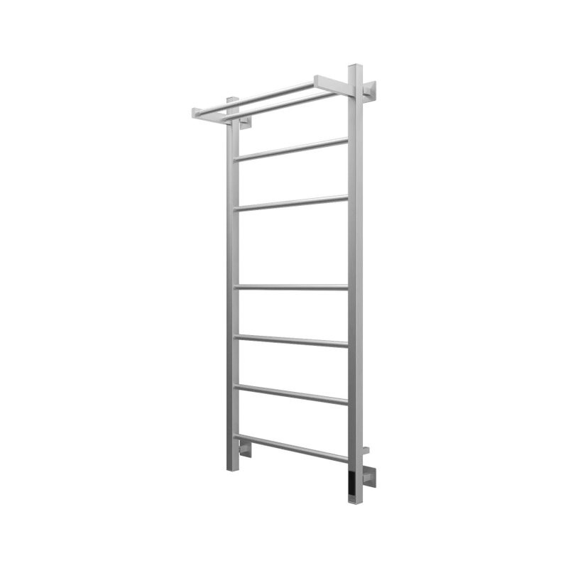 Полотенцесушитель электрический Grota Alto 530х1200 NM EL 120x55 см, подключение справа, слева, скрытое подключение справа, матовый хром, лесенка, с полкой