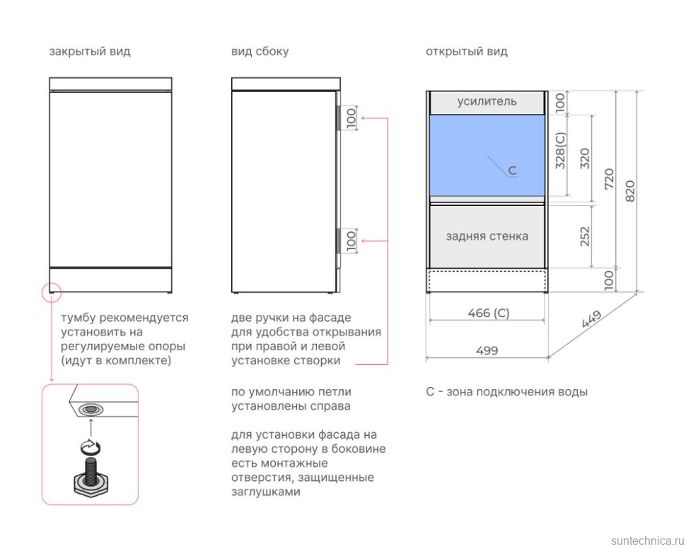 Тумба под раковину без столешницы Style Line Моно 50 напольная, графит нубук