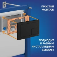 Кнопка смыва для унитаза Cersanit Corner 68324 пластик, цвет матовый черный