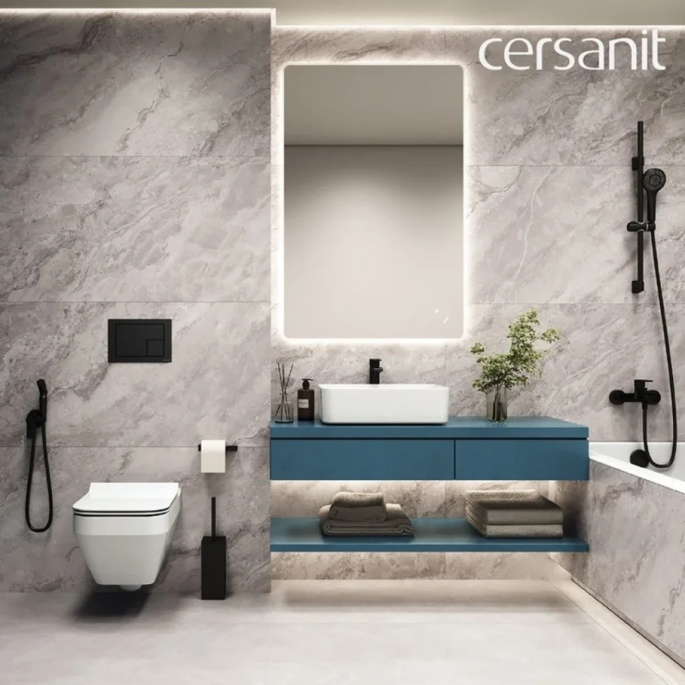 Кнопка смыва для унитаза Cersanit Corner 68324 пластик, цвет матовый черный