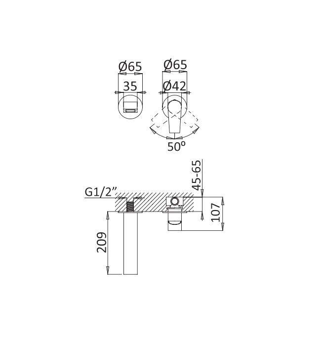 Смеситель для раковины Cezares Nautic NAUTIC-BLI2-01-W0 С ВНУТРЕННЕЙ ЧАСТЬЮ, хром