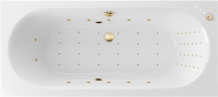 Акриловая ванна Excellent Oceana Nano 180x80 см, встраиваемая, с гидромассажем, белая, с каркасом, со сливом-переливом, фурнитура золото