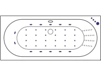 Акриловая ванна Excellent Oceana Nano 180x80 см, встраиваемая, с гидромассажем, белая, с каркасом, со сливом-переливом, фурнитура золото