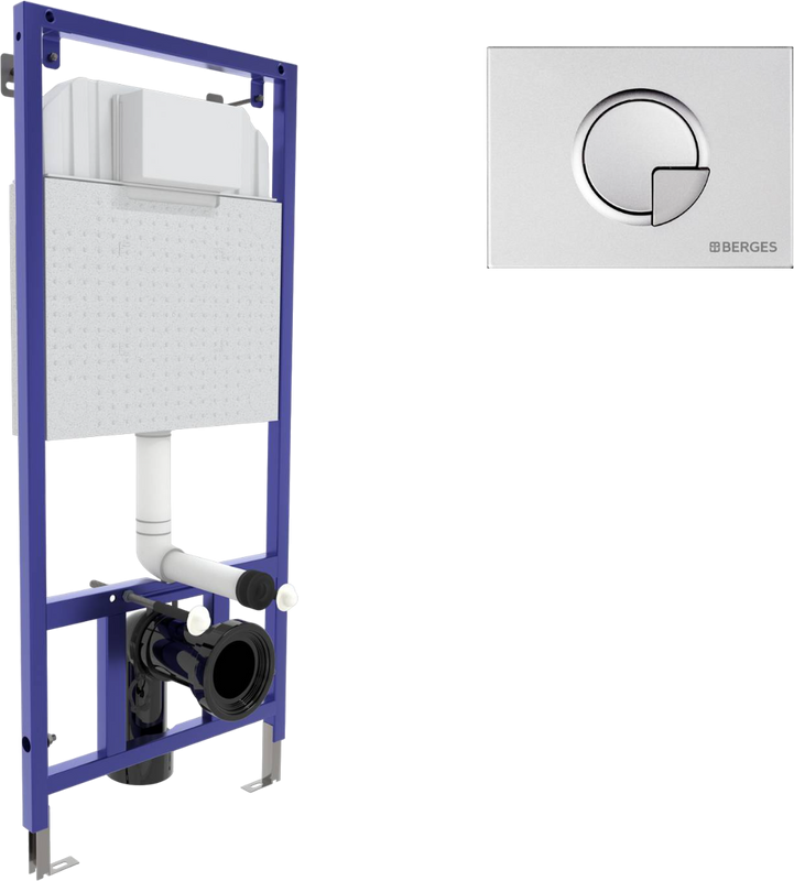 Система инсталляции для унитазов Berges Novum 040222 с кнопкой смыва, матовый хром