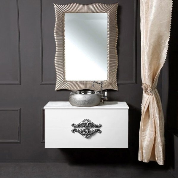 Мебель для ванной комнаты Armadi Art NeoArt 100 белая с ручками серебро