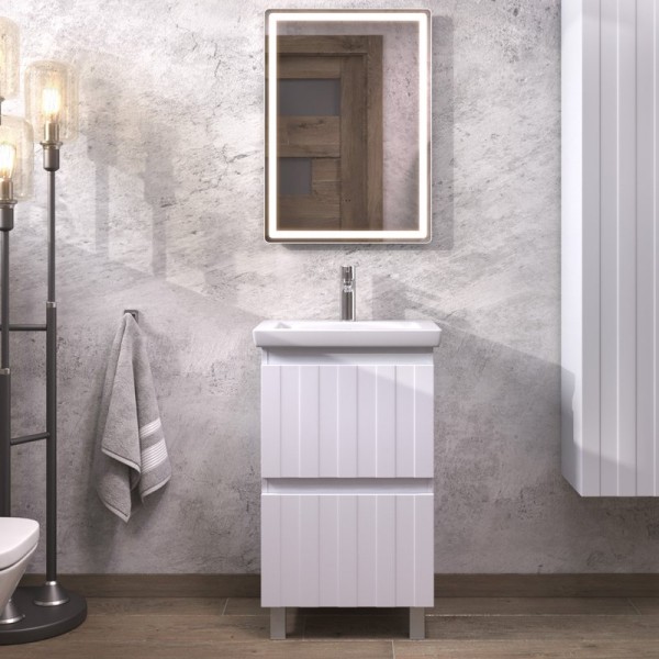 Мебель для ванной комнаты Vigo Finlay 50 напольная, 2 ящика, матовая белая